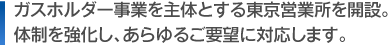 高水準ガスホルダーの設計・施工・据付・保全までを行う責任施工